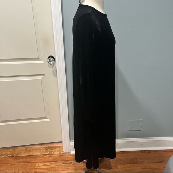 Go Couture Black Velvet Long Sleeves Crewneck Midi Dress Size Large - Picture 3 of 6